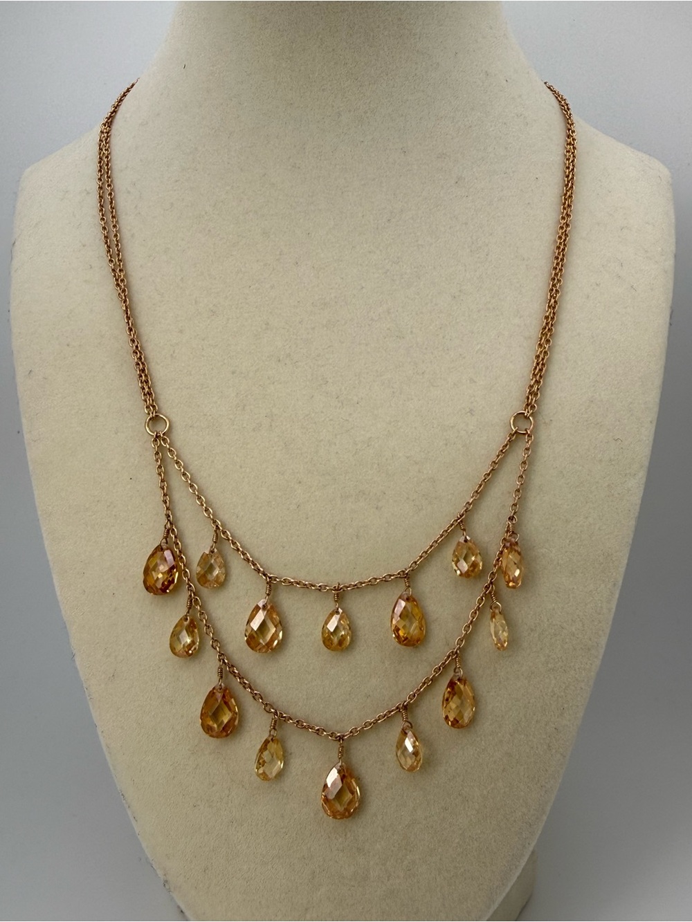 Double-layered festoon style MWS Srilanka 925/Rosegold necklace
